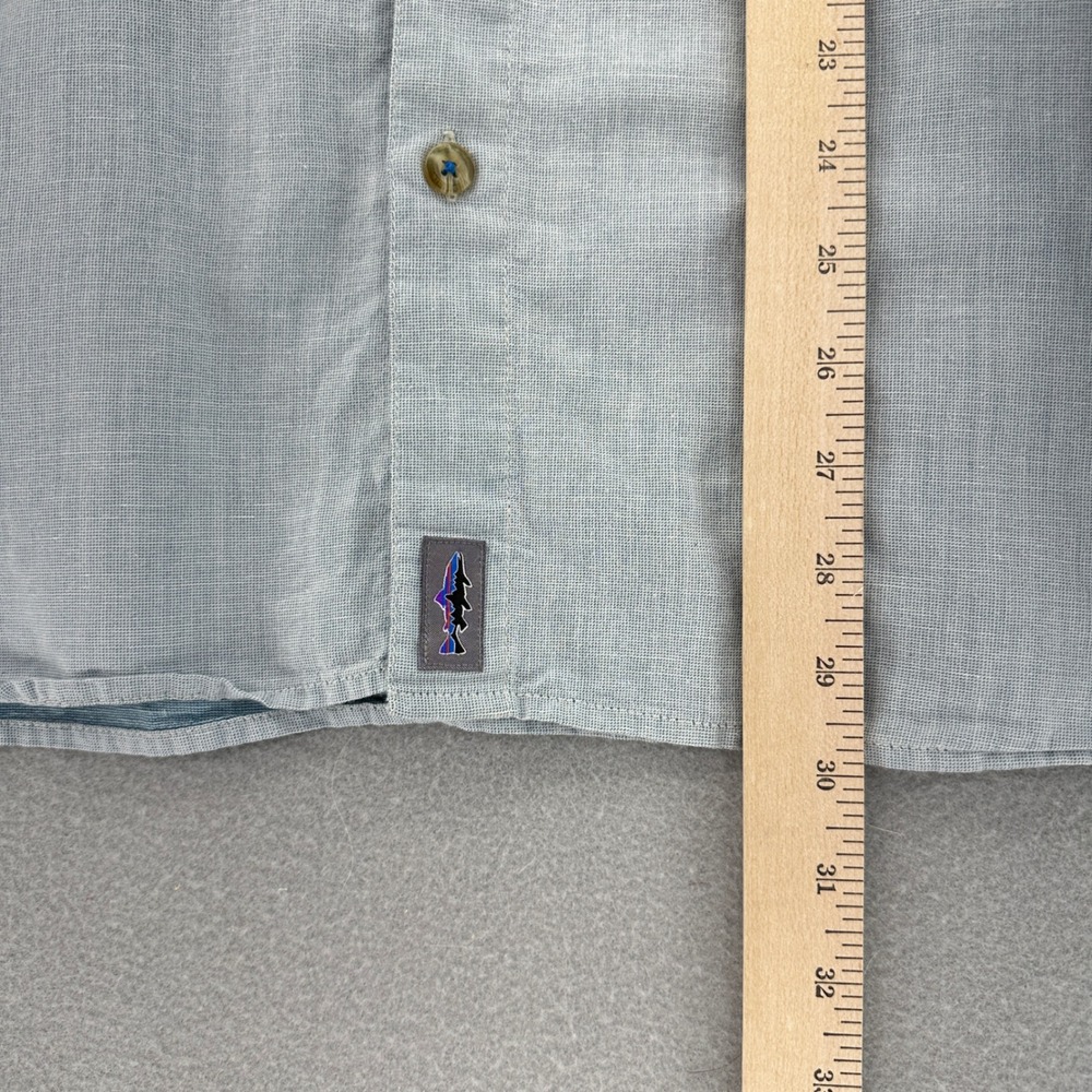 Patagonia Light Blue Hemp Blend Stealth Stream Long Sleeve Button Shirt Mens L - Picture 6 of 11